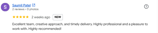 Google review from Saumil Patel for Social Craft