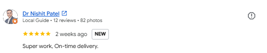 Google review from Dr. Nishit Patel for Social Craft